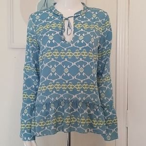 Corsage blue/green peplum blouse sz medium, NWOT